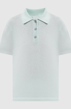 Зеленый топ из кашемира с воротником-поло