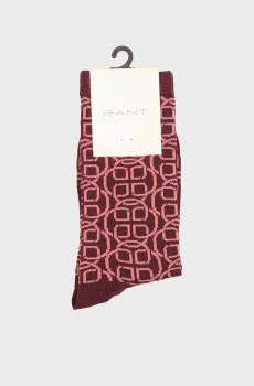 Женские бордовые носки с узором MONOGRAM SOCKS Бордовый 36-38 Gant 4960239