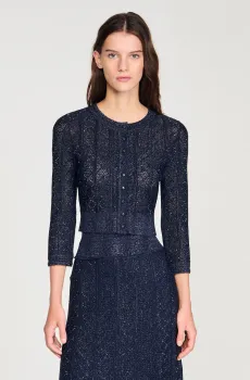 Женский темно-синий кардиган Синий XS Sandro SFPCA01347_Navy Blue