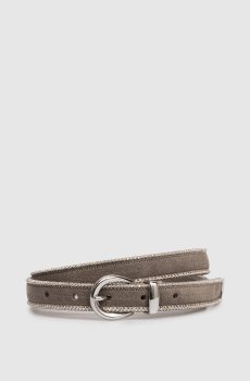 Серый замшевый ремень с цепочкой мониль