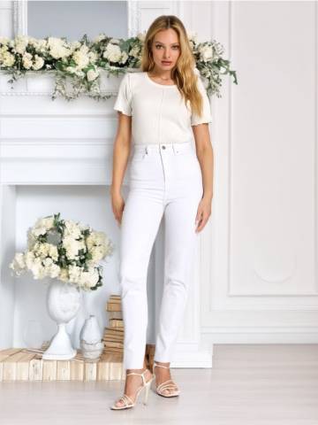Джинси high waist straight - кремовий Джинси high waist straight - кремовий
