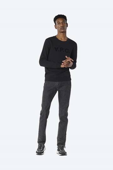 Хлопковая кофта A.P.C. Sweat Vpc мужская цвет чёрный с аппликацией COECQ.H27378-DARKNAVY Хлопковая кофта A.P.C. Sweat Vpc мужская цвет чёрный с аппликацией COECQ.H27378-DARKNAVY