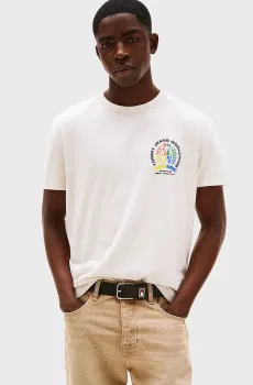 Мужская белая футболка TJM REG 4CLR CREST Белый XL Tommy Jeans DM0DM20813