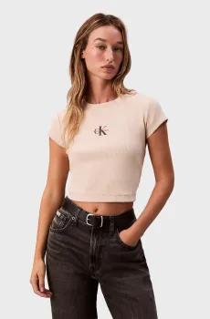 Женская бежевая футболка MONOGRAM BABY Бежевый M Calvin Klein Jeans LV047AB802