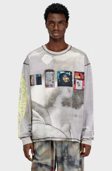 Мужской серый лонгслив T-BOXT-LS-V3 Серый XL Diesel A20431 0EPCD