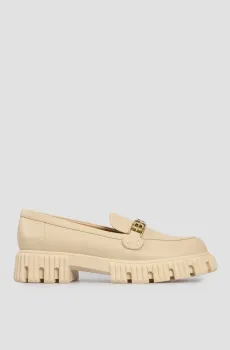 Женские бежевые кожаные лоферы Бежевый 39 Baldinini D5B045P1VITE;9012