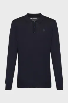 Мужское темно-синее шерстяное поло Синий S Karl Lagerfeld 554399.655007;690