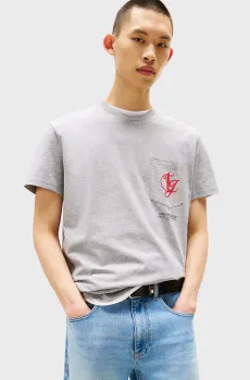 Мужская серая футболка REG MONOGRAM Серый L Tommy Jeans DM0DM21597