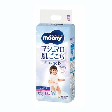 Подгузники-трусики Moony для девочек, размер XL (12-22 кг), 38 шт Подгузники-трусики Moony для девочек, размер XL (12-22 кг), 38 шт