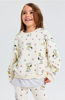 Бавовняний світшот crewneck з принтом Peanuts - кремовий