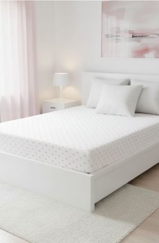 Простирадло на резинці з суцільним принтом бантиків - рожевий