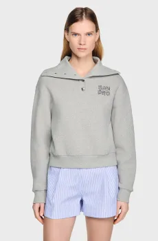 Женская серая кофта Серый 34 Sandro SFPSW00769_Grey