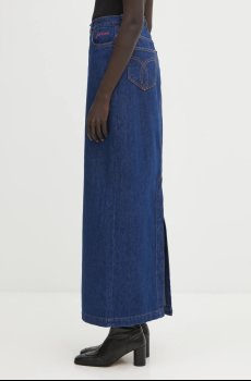 Джинсовая юбка Fiorucci Open Front Embroidered Maxi Denim