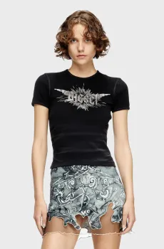 Женская черная футболка T-ELE-LONG-P2 Черный L Diesel A14231 0WFBM