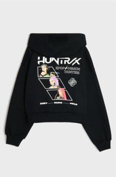Худі на блискавці з капюшоном і принтом на спині K-Pop Demon Hunters - чорний