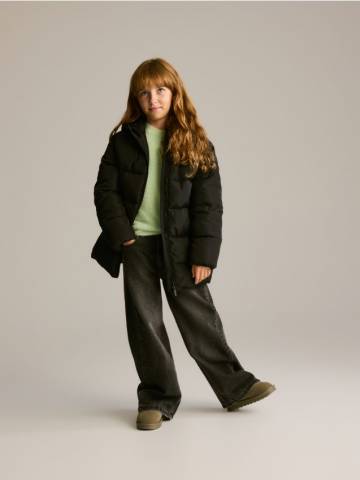 Reserved - Стьобана куртка з натуральним пухом - чорний - 235EX-99X