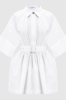 Белое платье-рубашка мини с поясом