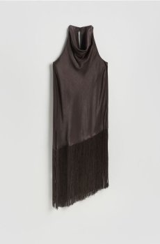 Reserved - Сукня з бахромою по низу - темно коричневий - 784HR-89X