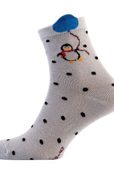 Носки женские Siela RT1312-107 Пингвин с шариком, высокие, серые, размер 39-42