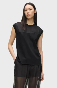 Женский черный топ SIGNATURE Черный XL Karl Lagerfeld B2W17019