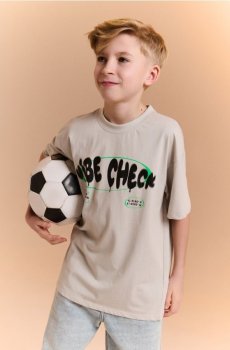 Бавовняна oversize футболка з принтом - сірий