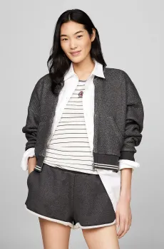 Женская темно-серая спортивная кофта CROP VARSITY ZIPUP Серый L Tommy Hilfiger WW0WW42097