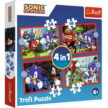 Пазл Trefl Sonic the Hedgehog Веселі пригоди 4 в 1 (34625) Пазл Trefl Sonic the Hedgehog Веселі пригоди 4 в 1 (34625)
