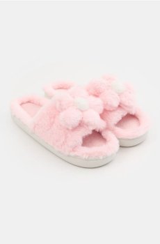 Капці зі штучним хутром - пастельний рожевий