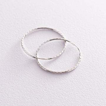 Серьги - кольца в белом золоте (2.8 см) с07151 Серьги - кольца в белом золоте (2.8 см) с07151