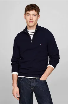 Мужская темно-синяя шерстяная кофта LAMBSWOOL ZIP MOCK Синий M Tommy Hilfiger MW0MW36536