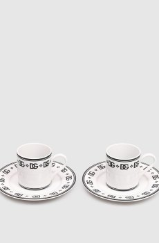 Набор из чашек для кофе с блюдцами с монограммой логотипа DG