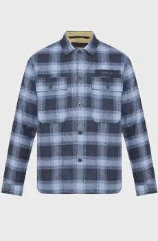 Мужская темно-синяя рубашка в клетку Синий S Replay M8493 .000.52808