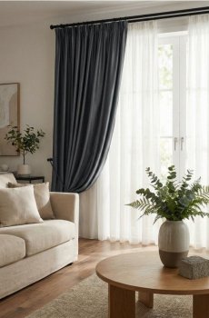 Товсте велюрове полотнище на стрічці - середньо-сірий