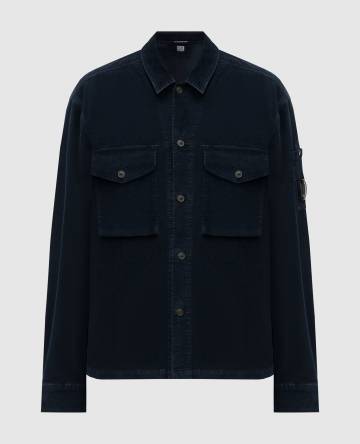 Синяя рубашка на молнии с логотипом