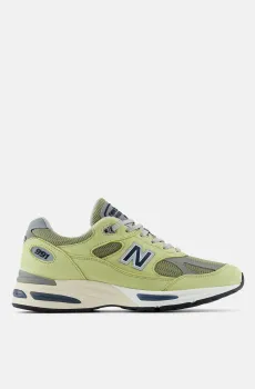Салатовые замшевые кроссовки 991v2 Made in UK Салатовый 7.5 New Balance U991WG2