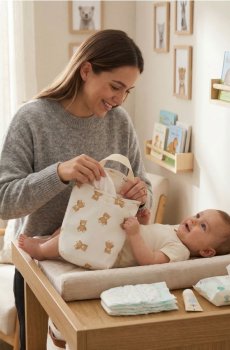 Органайзер для дитячої кімнати з принтом ведмедиків - різнобарвний