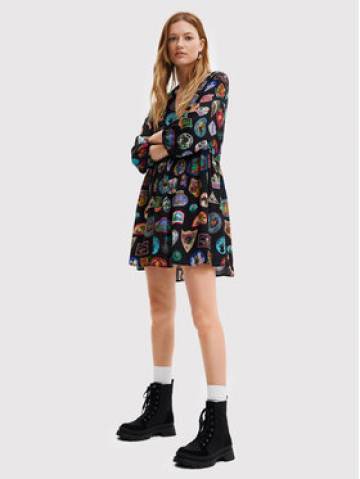 Desigual Повсякденна сукня Stamp 22WWVW71 Чорний Regular Fit Desigual Повсякденна сукня Stamp 22WWVW71 Чорний Regular Fit