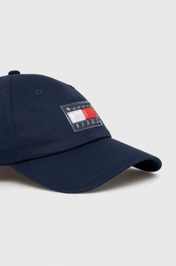 Хлопковая кепка Tommy Jeans цвет синий узор Хлопковая кепка Tommy Jeans цвет синий узор