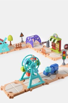 Набір DIY – Траса з пазлів для самостійного складання з транспортним засобом - різнобарвний