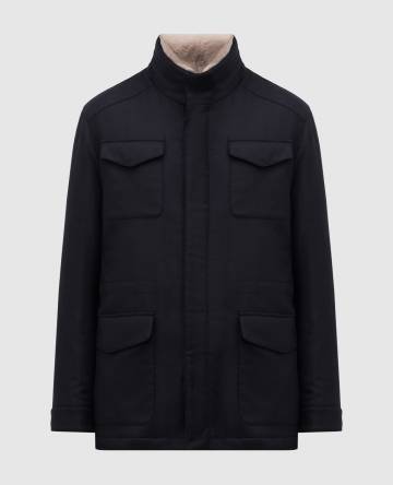 Синяя куртка из шерсти и кашемира