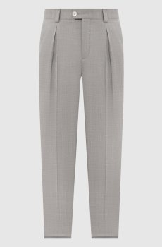 Серые брюки из шерсти с патчем