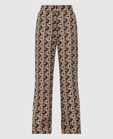 Коричневые брюки клеш из шерсти в узор Heart Jacquard Коричневые брюки клеш из шерсти в узор Heart Jacquard