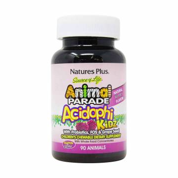 Пробиотики для детей NaturesPlus Animal Parade Acidophi Kidz Улучшение пищеварения, со вкусом ягод, 90 жевательных таблеток Пробиотики для детей NaturesPlus Animal Parade Acidophi Kidz Улучшение пищеварения, со вкусом ягод, 90 жевательных таблеток