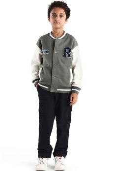 RARE ONES Boys Brand Logo Colourblocked Varsity Jacket with Embroidered