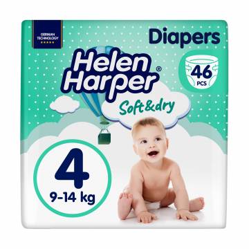 Подгузники Helen Harper Soft&Dry Maxi размер 4 (9-14 кг), 46 шт Подгузники Helen Harper Soft&Dry Maxi размер 4 (9-14 кг), 46 шт