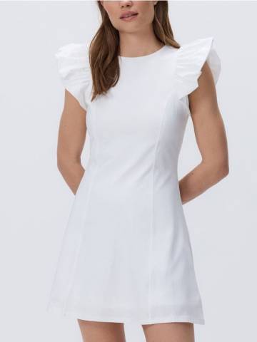 Reserved - Сукня-міні з оборками - білий - XO744-00X