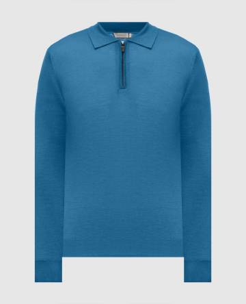 Поло синее из шерсти