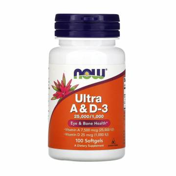 Витамин А и Д3 Now Foods Ultra A&D3, 25000/1000 МЕ, 100 капсул Витамин А и Д3 Now Foods Ultra A&D3, 25000/1000 МЕ, 100 капсул
