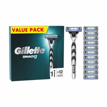 Станок для бритья мужской Gillette Mach3 с 12 сменными картриджами Станок для бритья мужской Gillette Mach3 с 12 сменными картриджами