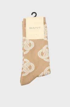 Женские бежевые носки с узором MONOGRAM SOCKS Бежевый 36-38 Gant 4960249